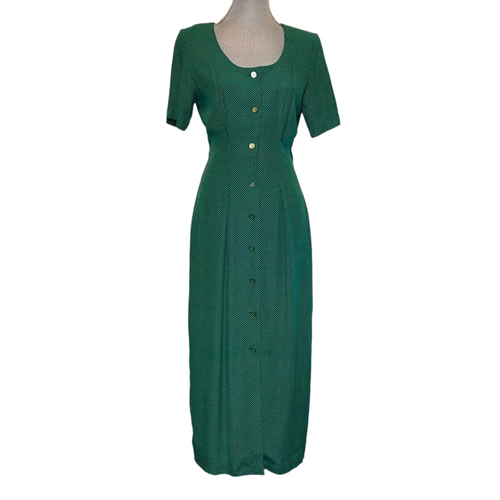 Vintage The Limited Green Polka Dot Maxi Dress